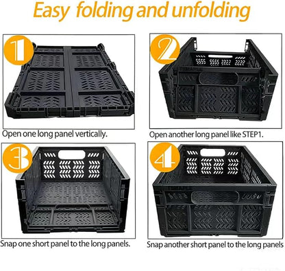 4-Pack 20L Foldable Storage Crates, Heavy Duty Plastic Milk Crates - Image 6