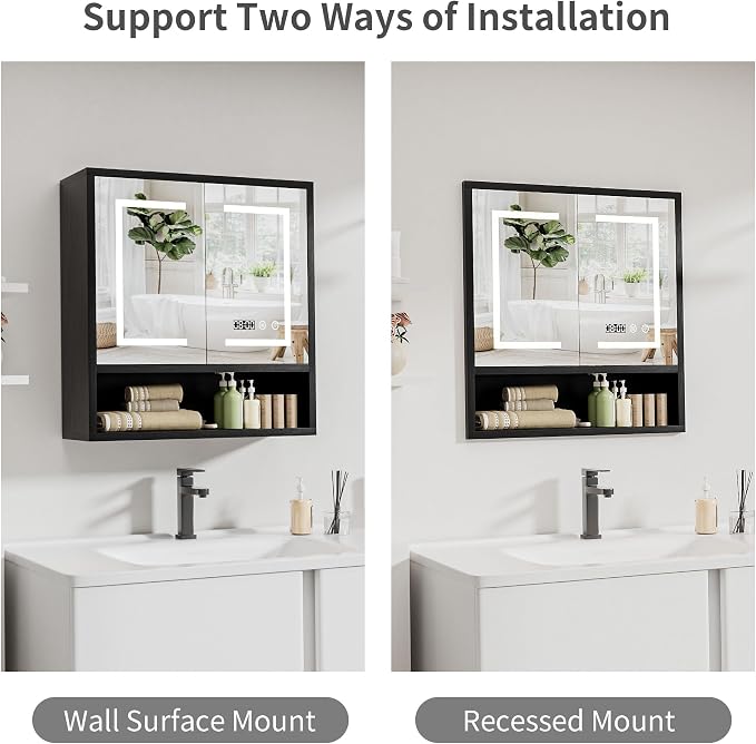 Bathroom Medicine Cabinet with Mirror, Lighted Wall Storage Cabinet, Living Room - Image 7