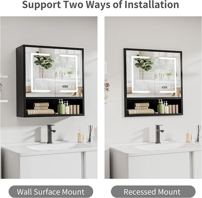 Bathroom Medicine Cabinet with Mirror, Lighted Wall Storage Cabinet, Living Room - Image 7
