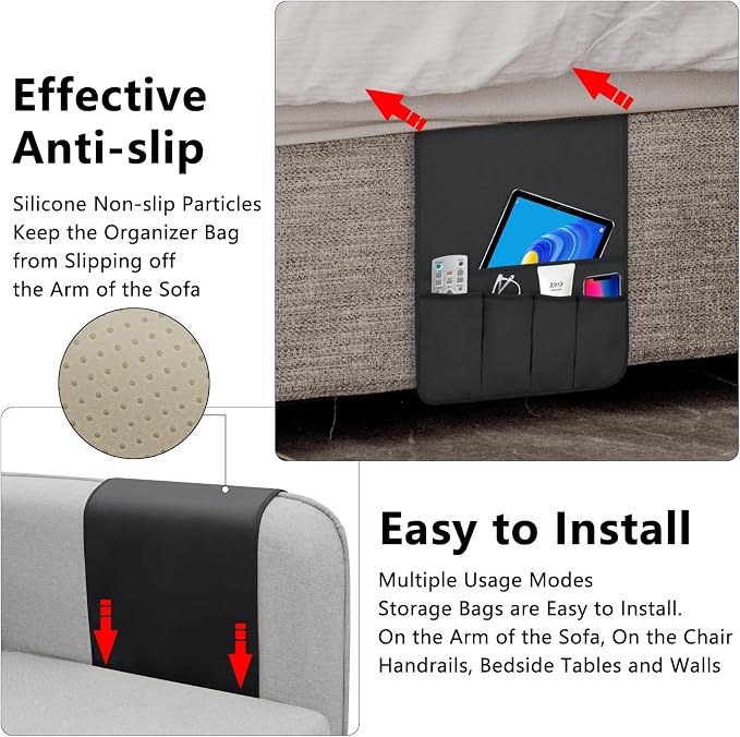 TV Remote Control Holder Couch Caddy, Non-slip Bedside Caddy Organizer - Image 4