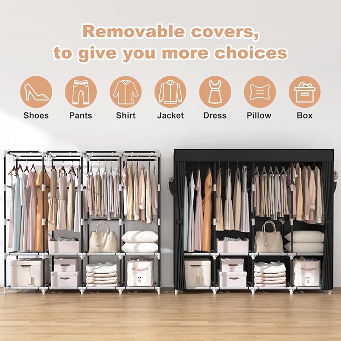 VTRIN Portable Closet for Hanging Clothes 67 Inch Wide Large Capacity Portable - Image 5