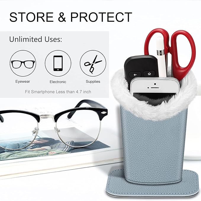 Fintie Plush Lined Eyeglasses Holder, Glasses Stand Case, Anti-scratch Glasses - Image 5