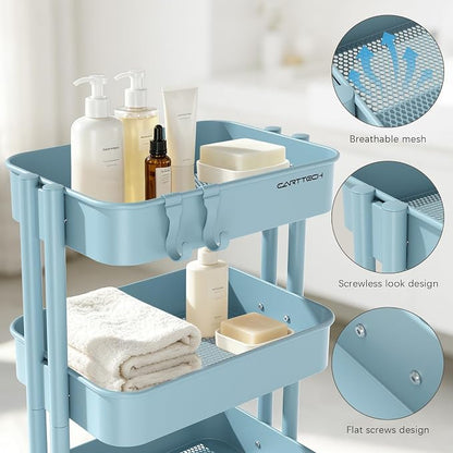3 Tier Rolling Cart Metal Utility Cart - Image 4