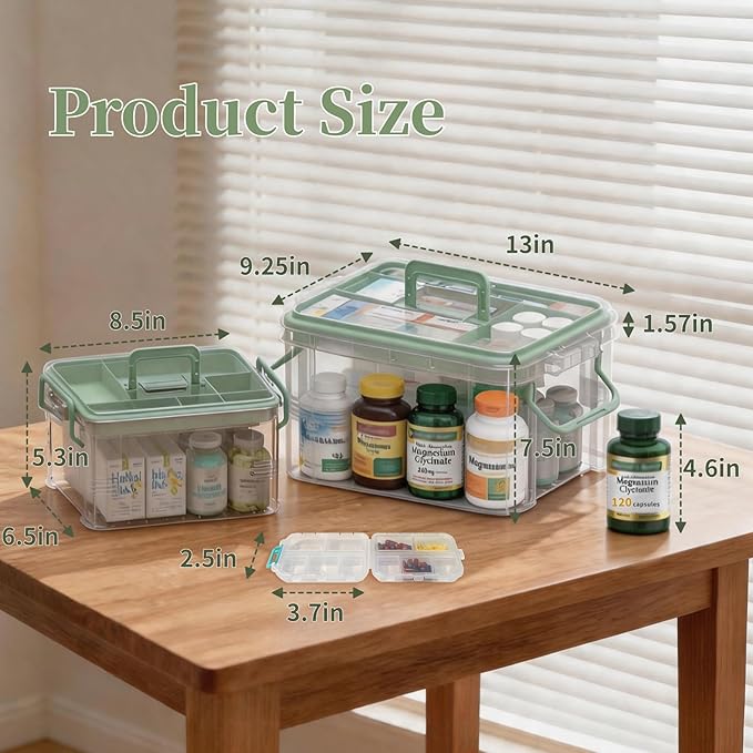 2-Pack Clear Medicine Storage Box Set - Image 2