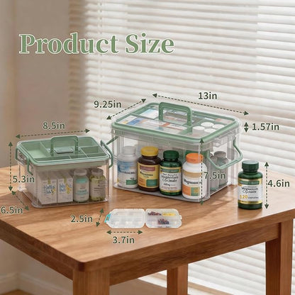 2-Pack Clear Medicine Storage Box Set - Image 2