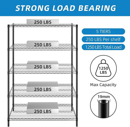 Guan River 5-Shelf Heavy Duty Wire Shelving, Metal Shelf, Sturdy and Durable - Image 4