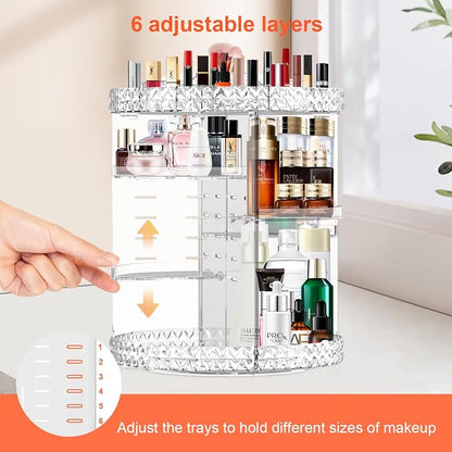 360 Rotating Makeup Organizer for Vanity + Makeup Brush Holder, Perfume - Image 3