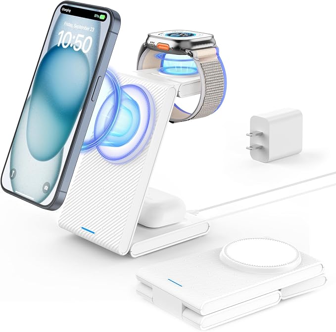 3 in 1 Wireless Charging Station, Foldable Magnetic Wireless Charger Stand by ServeYouTheBest