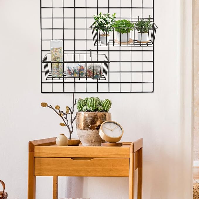 8 Pcs Wire Basket, Grid Panel Hanging Storage Baskets - Image 7