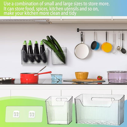 SiliFine 8 Pcs Storage Organizer Bins Wall Mounted Organizer Basket Plastic - Image 4