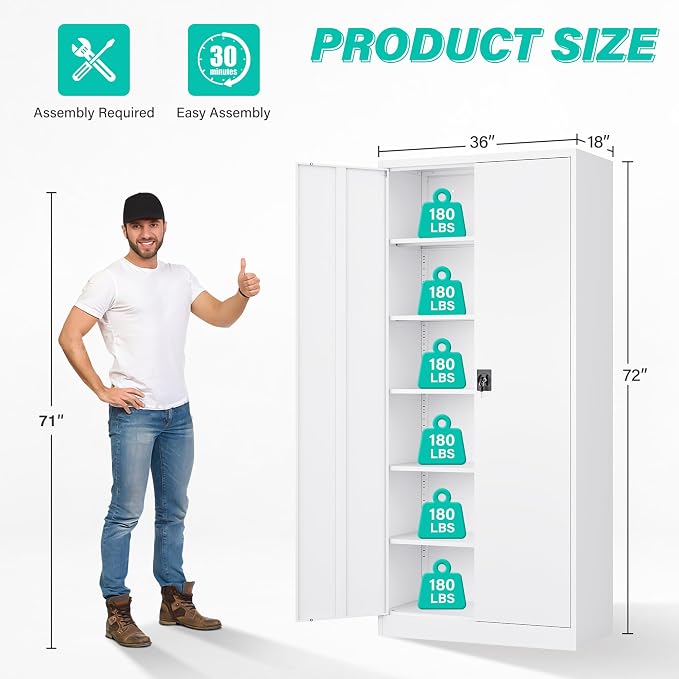 SISESOL Wide & Deep Metal Storage Storage Cabinet - Image 2