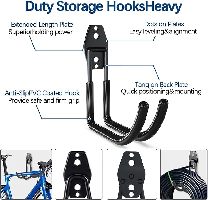 3-H Garage Wall Hooks 60 Pack, Heavy Duty Garage Hooks - Image 4