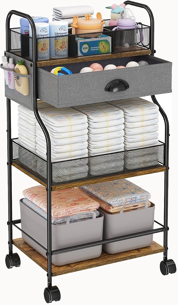3-Tier Baby Diaper Caddy Cart Organizer by Cidaziya