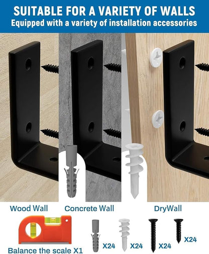 LEOPO 8 inch Shelf Brackets 12-Pack, 1/5 inch Thick Heavy Duty Industrial - Image 6