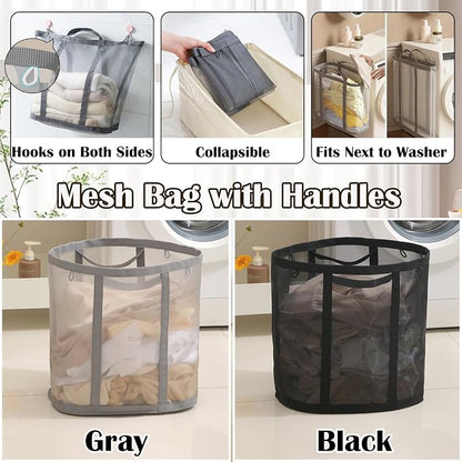 Collapsible Laundry Basket, Mesh Bag - Image 5