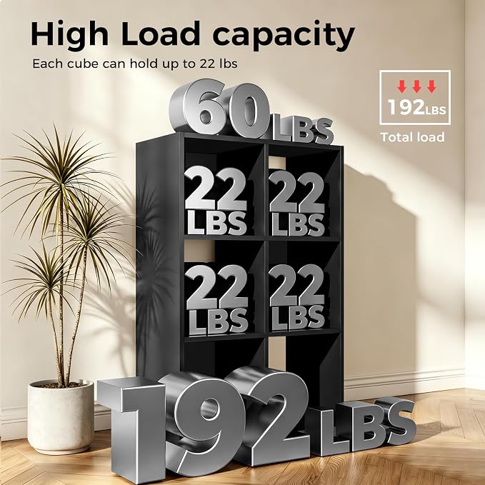 LUCKLIFE 6-Cube Storage Organizer, Stackable Modular Bookcase Shelf - Image 4