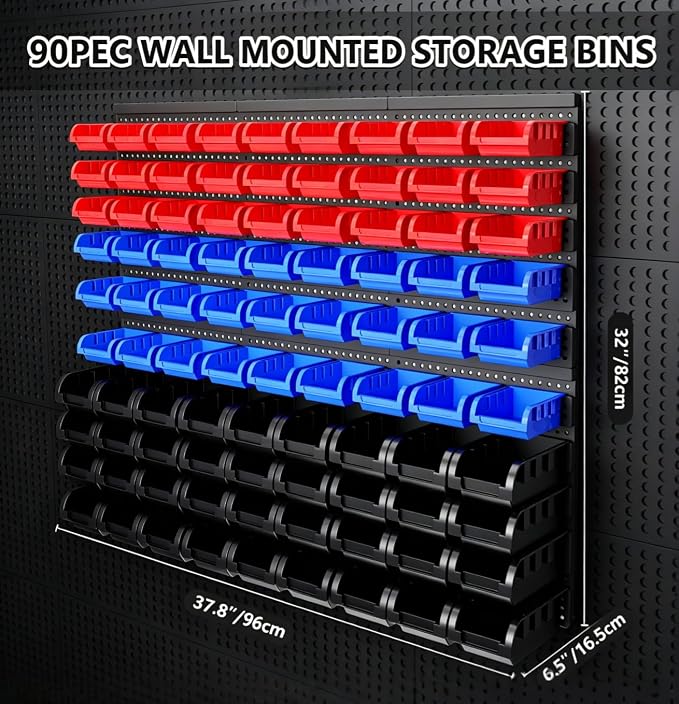 90Pcs Wall Mounted Storage Organizer Bins - Image 2