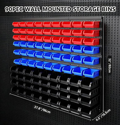 90Pcs Wall Mounted Storage Organizer Bins - Image 2
