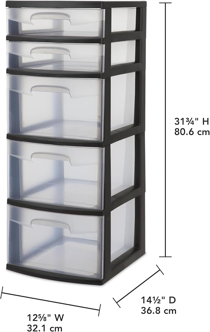 5-Tier Storage Drawer, with Both Shallow and Deep Clear Plastic Storage - Image 3