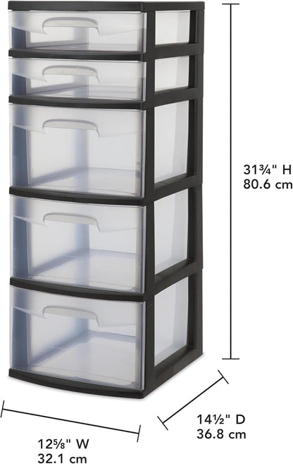 5-Tier Storage Drawer, with Both Shallow and Deep Clear Plastic Storage - Image 3