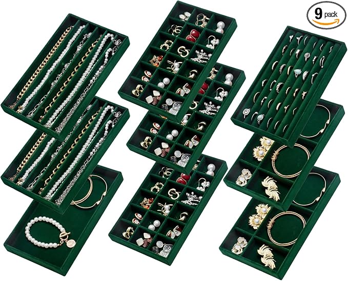 SPAKOWN Jewelry Drawer Organizer Inserts Set of 9, Jewelry Trays by SPAKOWN
