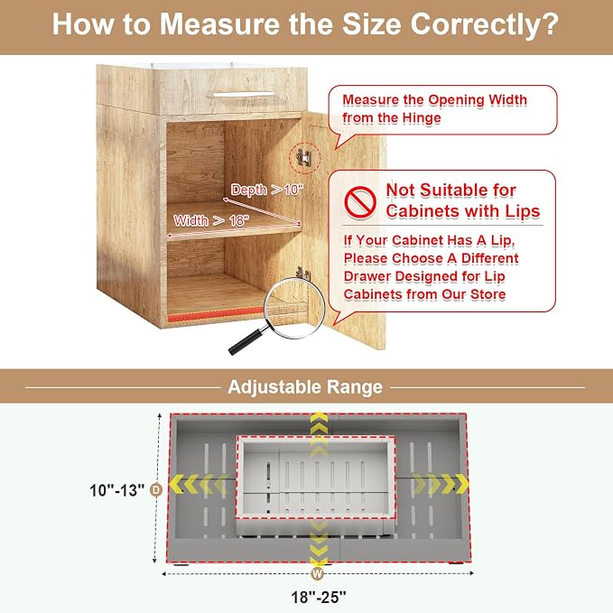 Fokyfok Pull out Cabinet Organizer, Width and Depth Expandable, No Drill - Image 2