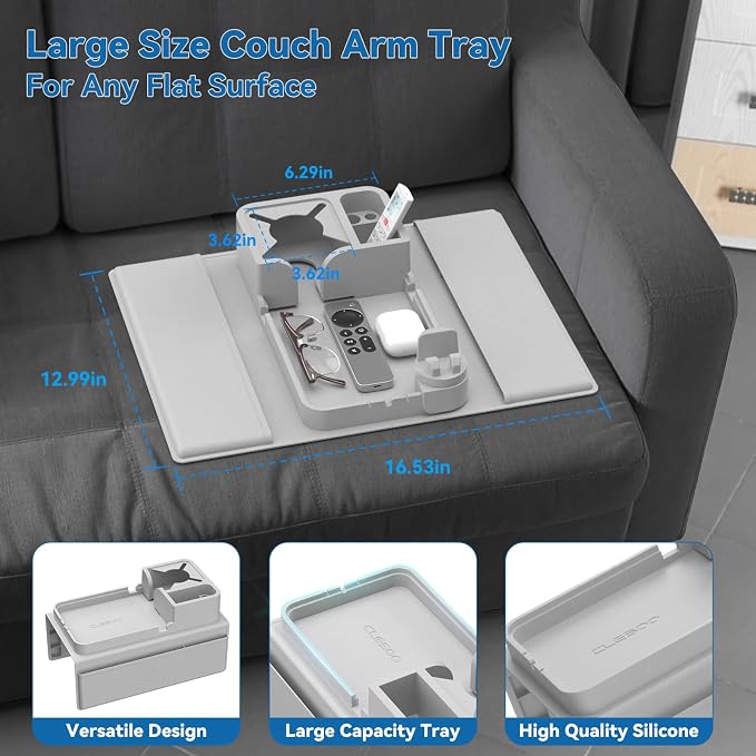 Couch Arm Cup Holder CLESOO Couch Arm Tray Anti-Slip Couch Cup Holder Silicone - Image 9