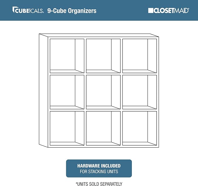 ClosetMaid Cubeicals 9 Cube Storage Shelf Organizer Bookshelf, Square Shape - Image 5