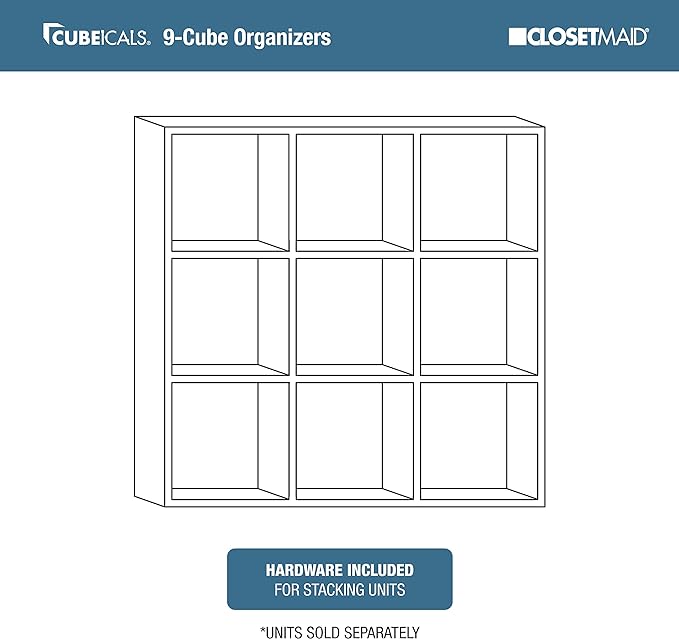 ClosetMaid Cubeicals 9 Cube Storage Shelf Organizer Bookshelf, Square Shape - Image 5