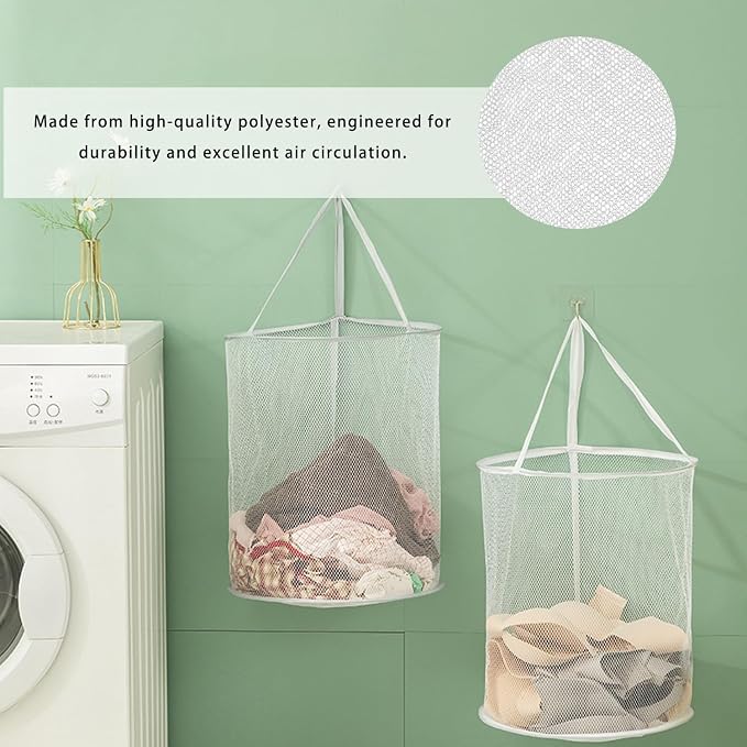 Foldable Laundry Basket with Handles, Portable Round Laundry Bag, - Image 6