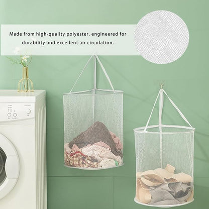 Foldable Laundry Basket with Handles, Portable Round Laundry Bag, - Image 6