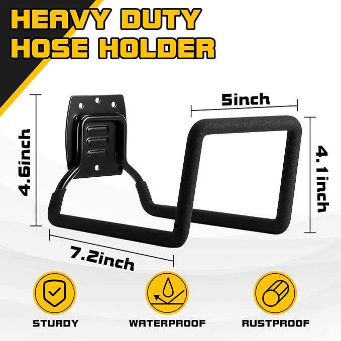 Garden Hose Holder, Metal Wall Mounted Water Hose Reel - Image 2