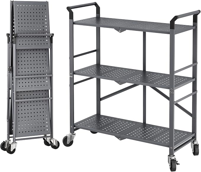 SNTD 3 Tier Rolling Cart, Metal Utility Cart on Wheels, Lockable Casters by SNTD