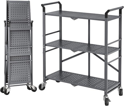 SNTD 3 Tier Rolling Cart, Metal Utility Cart on Wheels, Lockable Casters by SNTD