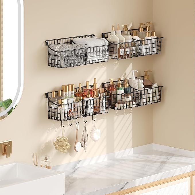 4 Pack EXTRA LARGE Hanging Wall Mount Storage Baskets - Image 7