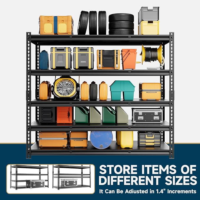 5-Tier 60”D X 24”W X 72”H Heavy Duty Shelving 3000LBS Garage Storage Rack Heavy - Image 6
