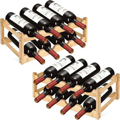 2 Pack Wine Racks, 2-Tire Bamboo Wine Rack, Wine Rack by Unknown
