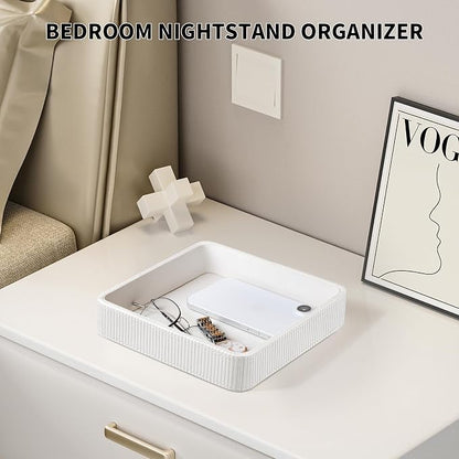 PU Leather Valet Tray Organizer, Small Nightstand Organizer Bedside Desktop - Image 4