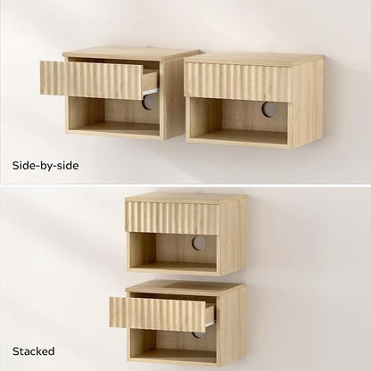 EYYTHUNG Small Fluted Floating Nightstand, Bedside Table Set of 4 - Image 6