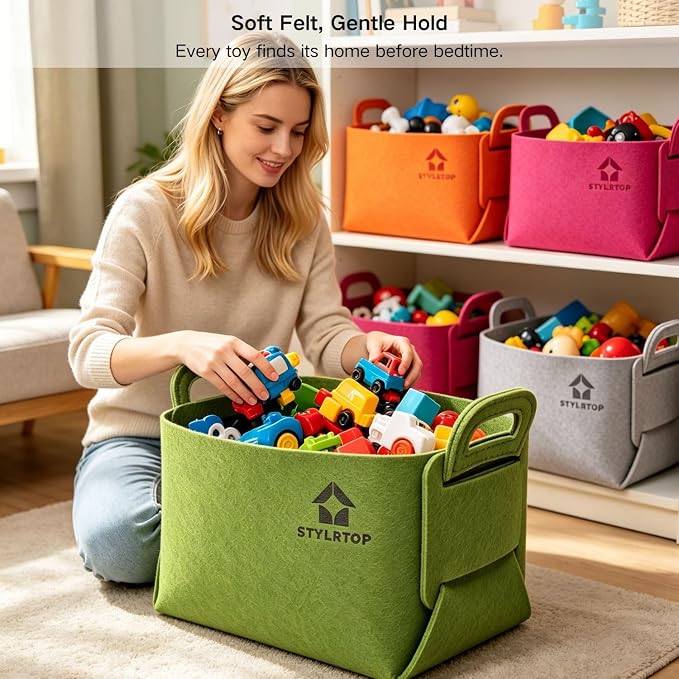 Felt Storage Bin, Collapsible Felt Basket - Image 2