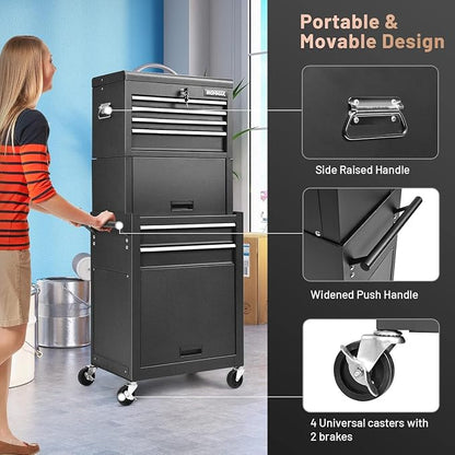 Goplus 6 Drawers Tool Chest, Rolling Metal Tool Box - Image 4