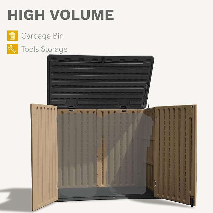 DWVO 35 Cuft Outdoor Horizontal Storage, Waterproof Resin Storage Shed - Image 6