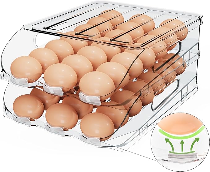 Egg Holder for Fridge, Automatic Steady Rolling Egg Dispenser by SMRCAD