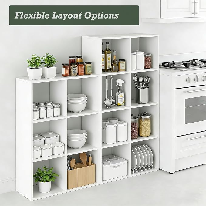 8-Cube Storage Organizer Shelf, Open Cube Bookshelf, Reversible Bookcase - Image 5