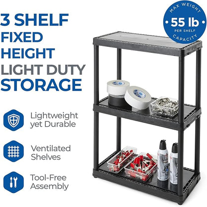 Gracious Living 3 Shelf Fixed Height Light Duty Storage Unit 12 x 24 x 33 - Image 4
