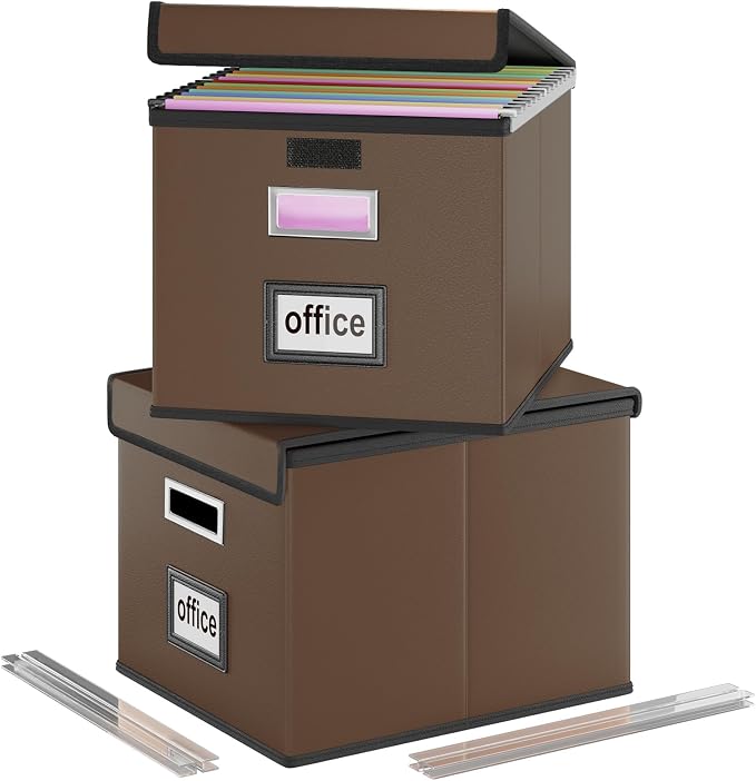 File Organizer Box with Lids, Collapsible File Folder Organizer | File Box with by Huolewa