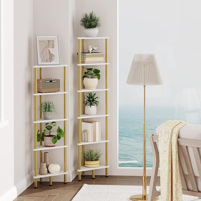 HOOBRO Corner Shelf Stand, Industrial 6-Tier Wall Corner Bookshelf - Image 8