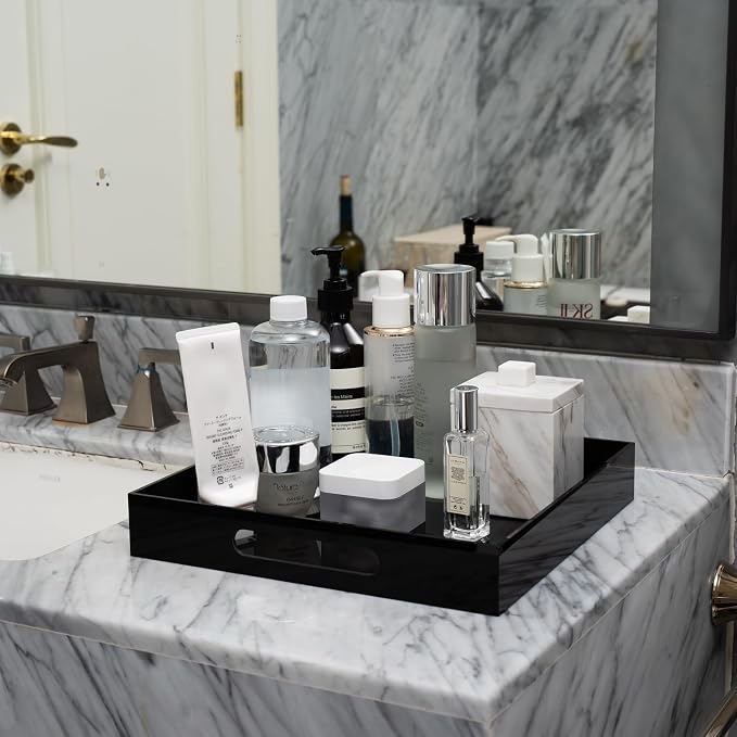 Glossy Black Acrylic Serving Tray - Image 3