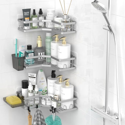 AKTECKE Corner Shower Caddy Bathroom Organizer: Adhesive Shower Rack Bathtub - Image 2