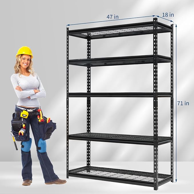 Heavy Duty 5-Tier Shelving Unit, 2500 LBS Capacity Storage Shelves - Image 3